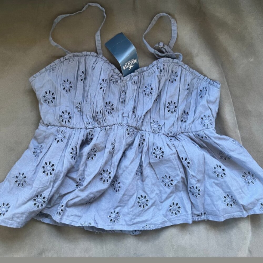 Hollister California Women's Floral Eyelet Babydoll Tank Top